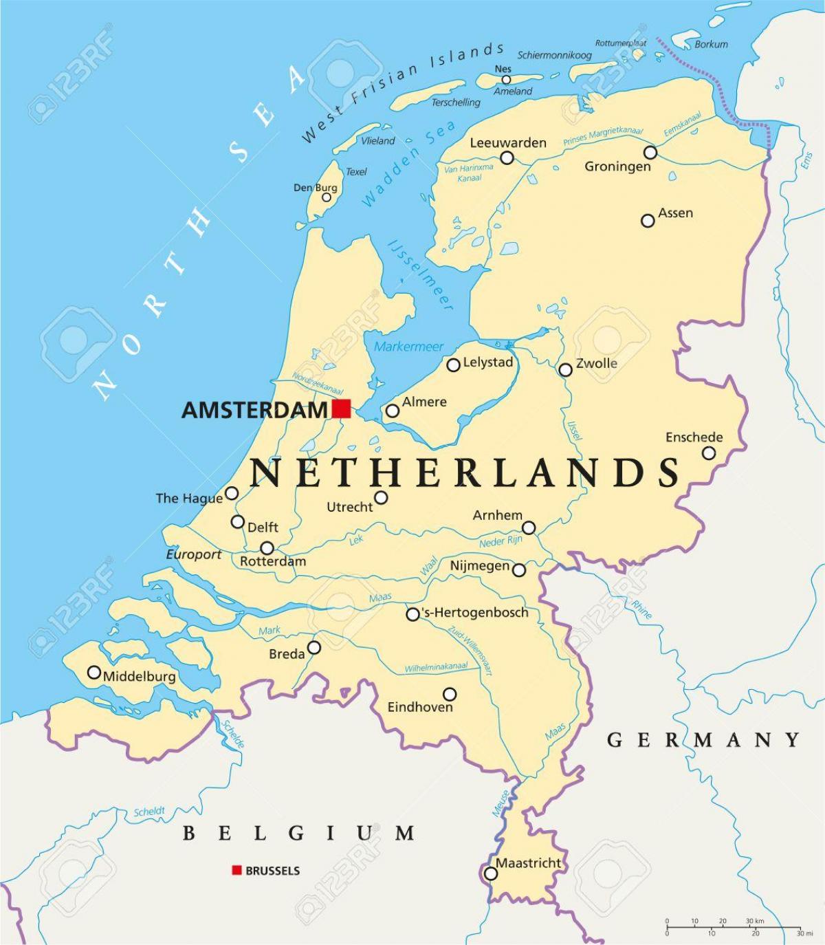 Flüsse in der Niederlande Karte