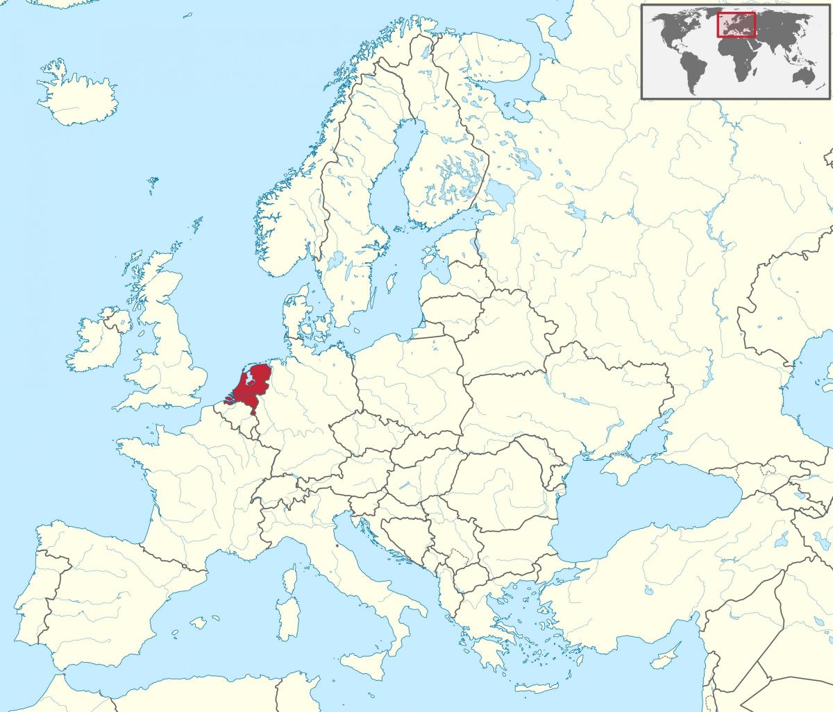 Niederlande Position auf der Europa Karte
