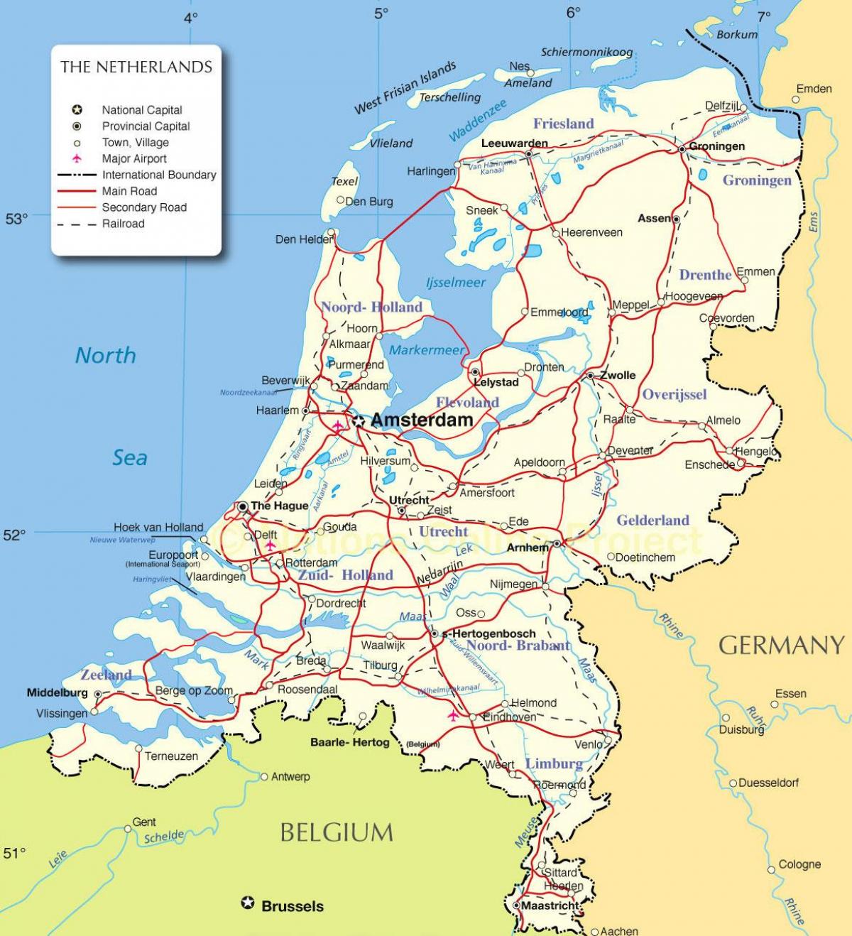 Karte des Landes Niederlande