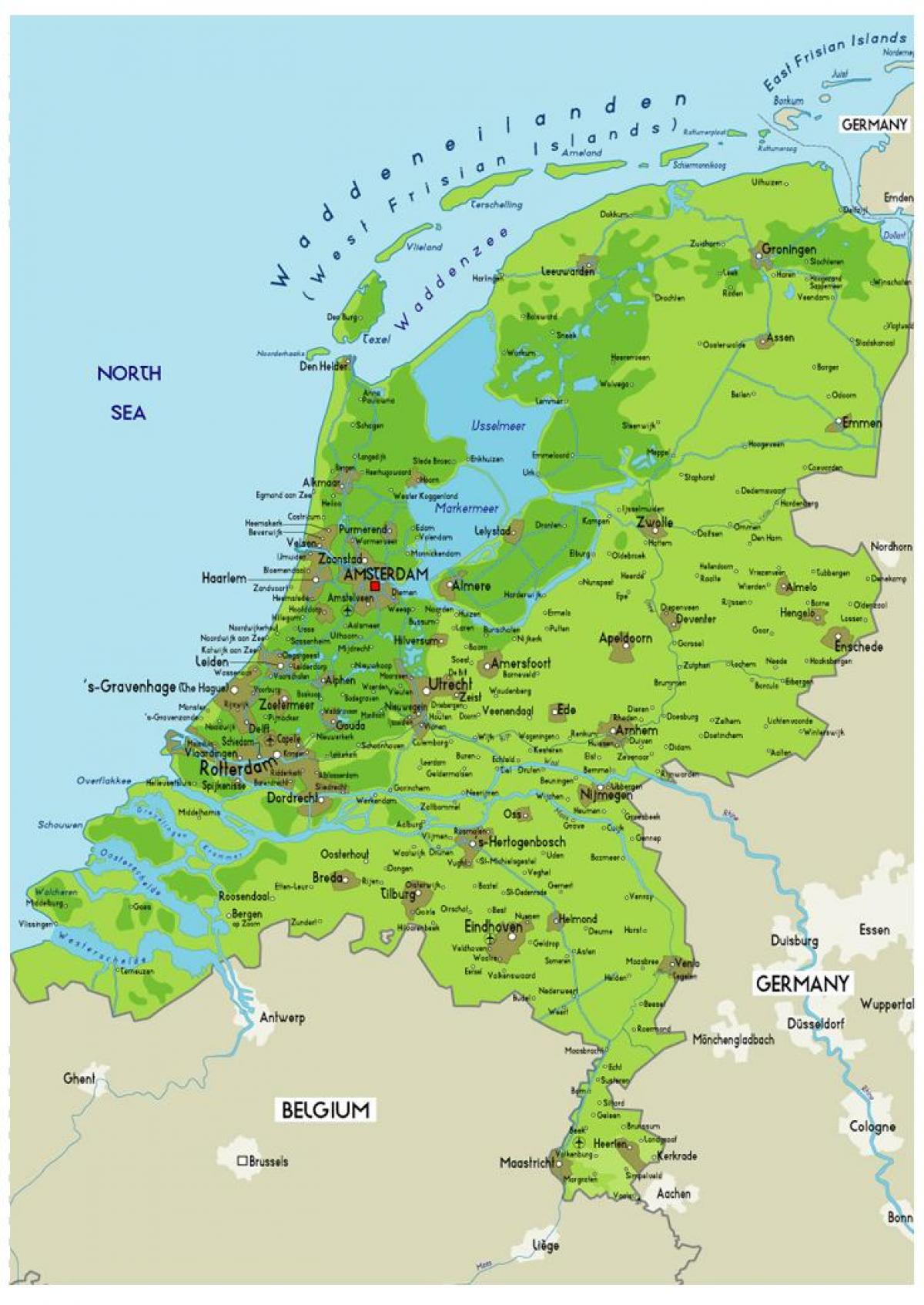 Niederlande Landformkarte