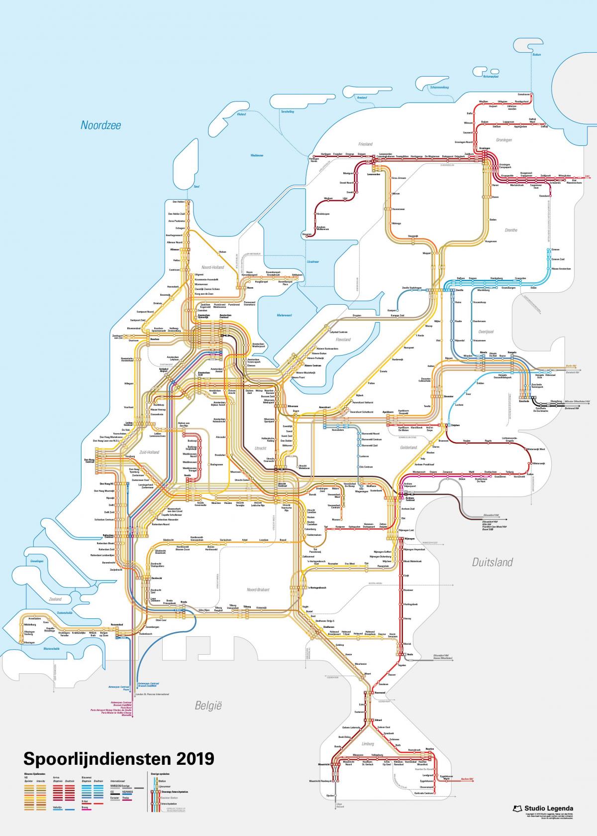 Niederlande Bahnlinien Karte
