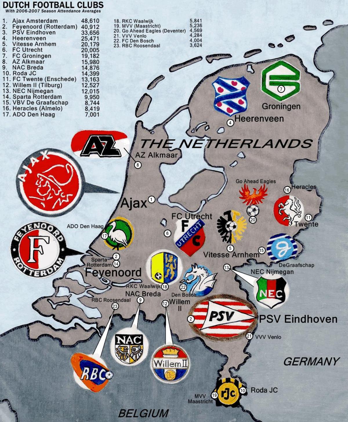 stadien Karte der Niederlande